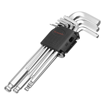 Набор ключей имбусовых HEX, 1.5-10 мм, CrV, 9 шт, удлиненные, сатин, с шаром Matrix Набор ключей имбусовых HEX, 1.5-10 мм, CrV, 9 шт, удлиненные, сатин, с шаром Matrix