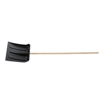 Лопата для уборки снега пластиковая, без планки, 350х350х1445 мм, деревянный черенок Россия