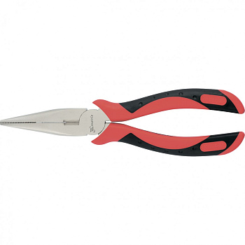 Длинногубцы прямые Grand, 200 мм, никелированные, двухкомпонентные рукоятки Matrix