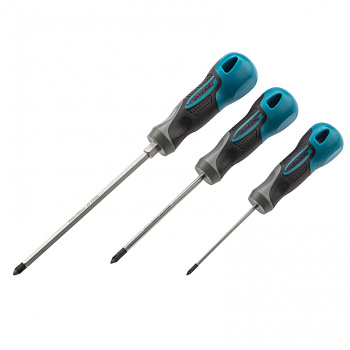 Набор отверток PH, 3 шт, S2, трехкомпонентная рукоятка Gross Набор отверток PH, 3 шт, S2, трехкомпонентная рукоятка Gross