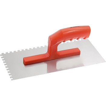 Гладилка стальная, 280 х 130 мм, зеркальная полировка, пластмас. ручка, зуб 6 х 6 мм// Matrix