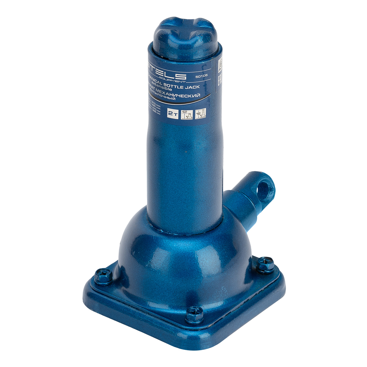 Домкрат механический бутылочный, 2 т, h подъема 270–485 мм, домкрат, ручка Stels Домкрат механический бутылочный, 2 т, h подъема 270–485 мм, домкрат, ручка Stels