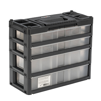 Органайзер для хранения с выдвижными лотками 310х150х260мм, 4 секции, пластик Россия Stels