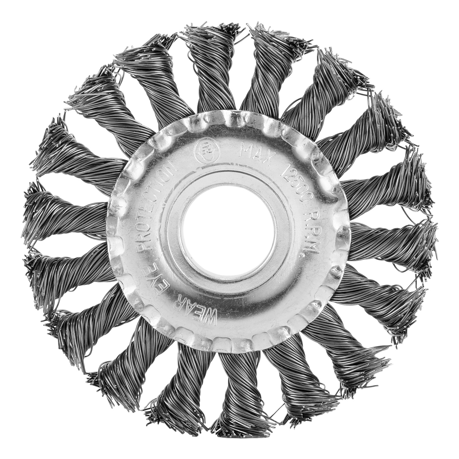 Щетка для УШМ, 100 мм, посадка 22.2 мм, плоская, крученая проволока 0.5 мм Сибртех