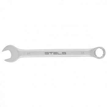 Ключ комбинированный, 14 мм, CrV, матовый хром Stels