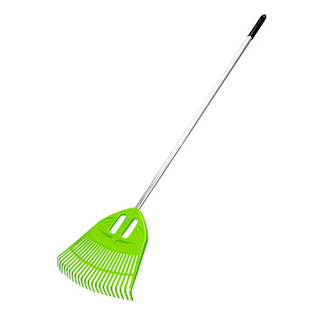 Грабли веерные пластиковые, 495 х 1680 мм, 23 плоских зуба, алюминиевый черенок, Россия, Palisad