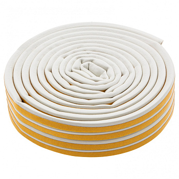 Уплотнитель резиновый, 12 м, профиль "D", белый Сибртех