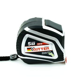 Рулетка Ritter Neo измерительная  5м х 25мм, автостоп, магнит, обёрнутое нейлоном утолщеное полотно, обрезиненная ударопрочная