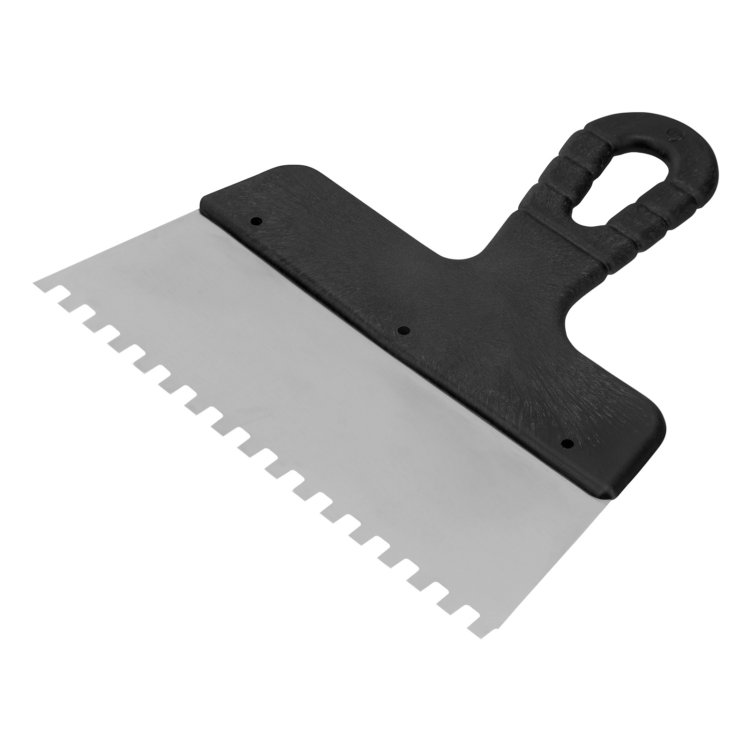 Шпатель из нержавеющей стали, 200 мм, зуб 6х6 мм, пластмассовая ручка// Сибртех