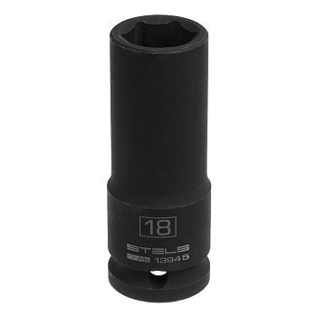 Головка ударная удлиненная шестигранная, 18 мм, 1/2, CrMo Stels Головка ударная удлиненная шестигранная, 18 мм, 1/2, CrMo Stels