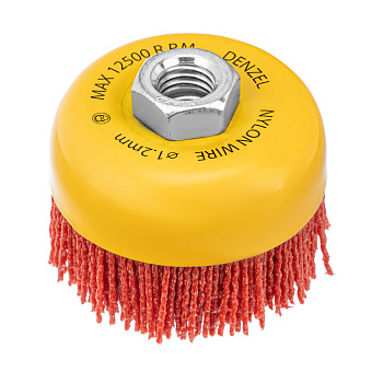 Щетка для УШМ, 75 мм, Чашка, нейлоновая щетина, М14 Denzel