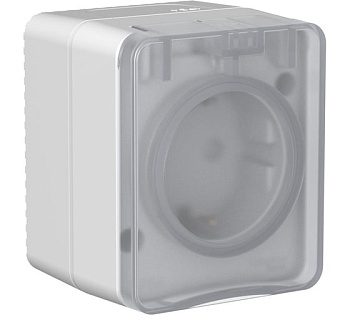 AtlasDesign PROFI IP54 О/У РОЗЕТКА с заземлением со шторками 16А 250В, СЕРЫЙ