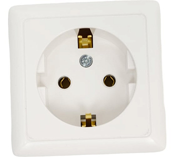 ХИТ О/У РОЗЕТКА с заземлением без шторок 16А, 250В, БЕЛЫЙ. Россия