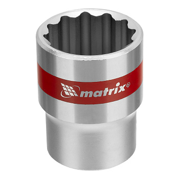 Головка торцевая, 22 мм, двенадцатигранная, CrV, под квадрат 1/2, хромированная Matrix Головка торцевая, 22 мм, двенадцатигранная, CrV, под квадрат 1/2, хромированная Matrix