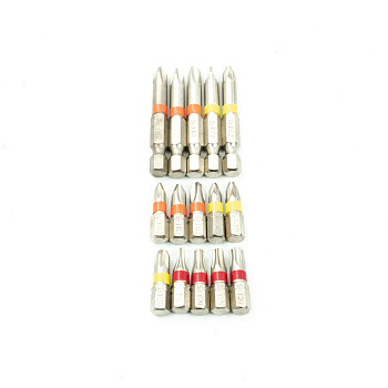 Набор бит Bohrer 25мм (PH1;PH2;PH3;PZ1;PZ2;PZ3;T10;T20;T25;T30) и 50мм (PH2*2;PZ2*2;PH3) (сталь S2) (15 предметов) Набор бит Bohrer 25мм (PH1;PH2;PH3;PZ1;PZ2;PZ3;T10;T20;T25;T30) и 50мм (PH2*2;PZ2*2;PH3) (сталь S2) (15 предметов)