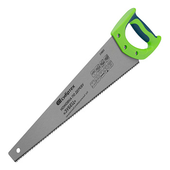 Ножовка по дереву "Зубец", 450 мм, 7-8 TPI, каленый зуб 2D, двухкомпонентная рукоятка Сибртех