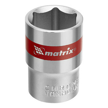 Головка торцевая, 19 мм, шестигранная, CrV, под квадрат 1/2, хромированная Matrix Головка торцевая, 19 мм, шестигранная, CrV, под квадрат 1/2, хромированная Matrix