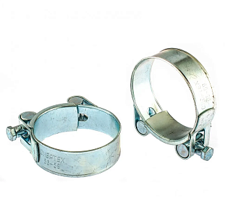 Хомуты металлические, силовые 56-59 мм, ширина 22 мм, шарнирный, W1, 2 шт Сибртех
