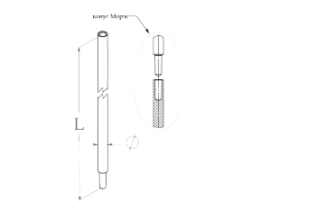 Заземлитель из круглой стали с коническим замком (Morse`a), материал изготовления - сталь горячеоцинкованная, диаметр заземлителя - 16мм, L=1500мм
