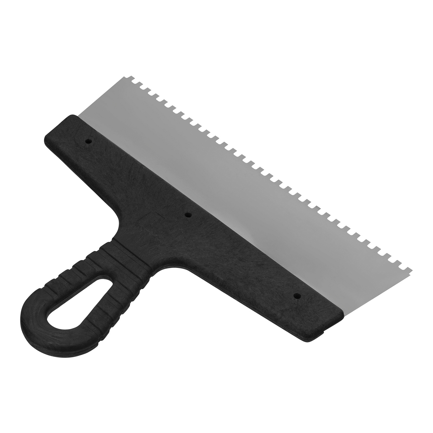 Шпатель из нержавеющей стали, 250 мм, зуб 4х4 мм, пластмассовая ручка// Сибртех