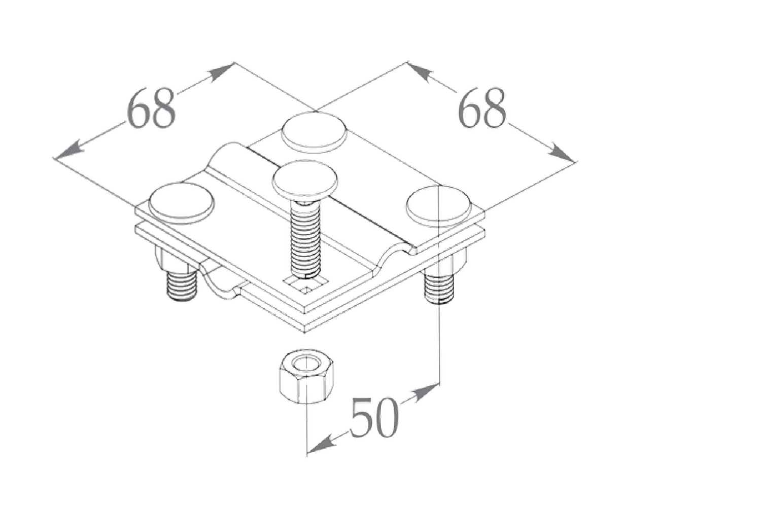 Крестообразный соединитель, две пластины, диаметр проволоки- 6-12 (мм), B до 40мм