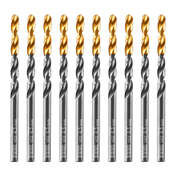 Сверло по металлу, 4,5 мм, HSS-Tin, Golden Tip, 10 шт. Denzel