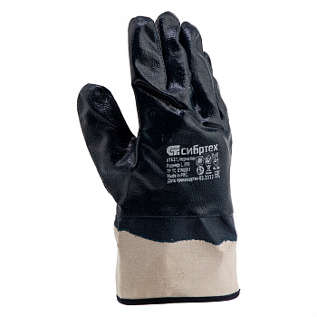 Перчатки трикотажные с обливом из бутадиен-нитрильного каучука, крага, L Сибртех