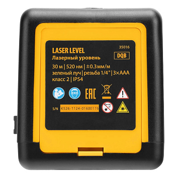 Лазерный уровень DQB, 30 м, зеленый луч, батарейки, сумка Denzel