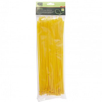 Хомуты, 300 x 3.6 мм, пластиковые, желтые, 100 шт Сибртех