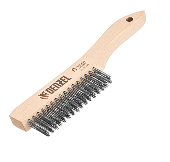 Щетка зачистная 4-х рядная, прямая проволока из нержавеющей стали с деревянной ручкой, EFP// Denzel