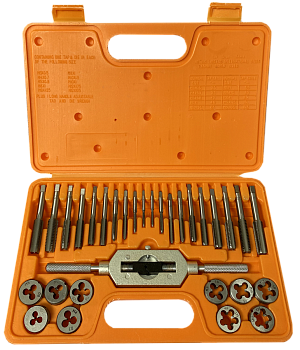 Набор Bohrer метчиков и плашек метрич. (М3-М12/вороток) (сталь 9ХС) (31 предметов)