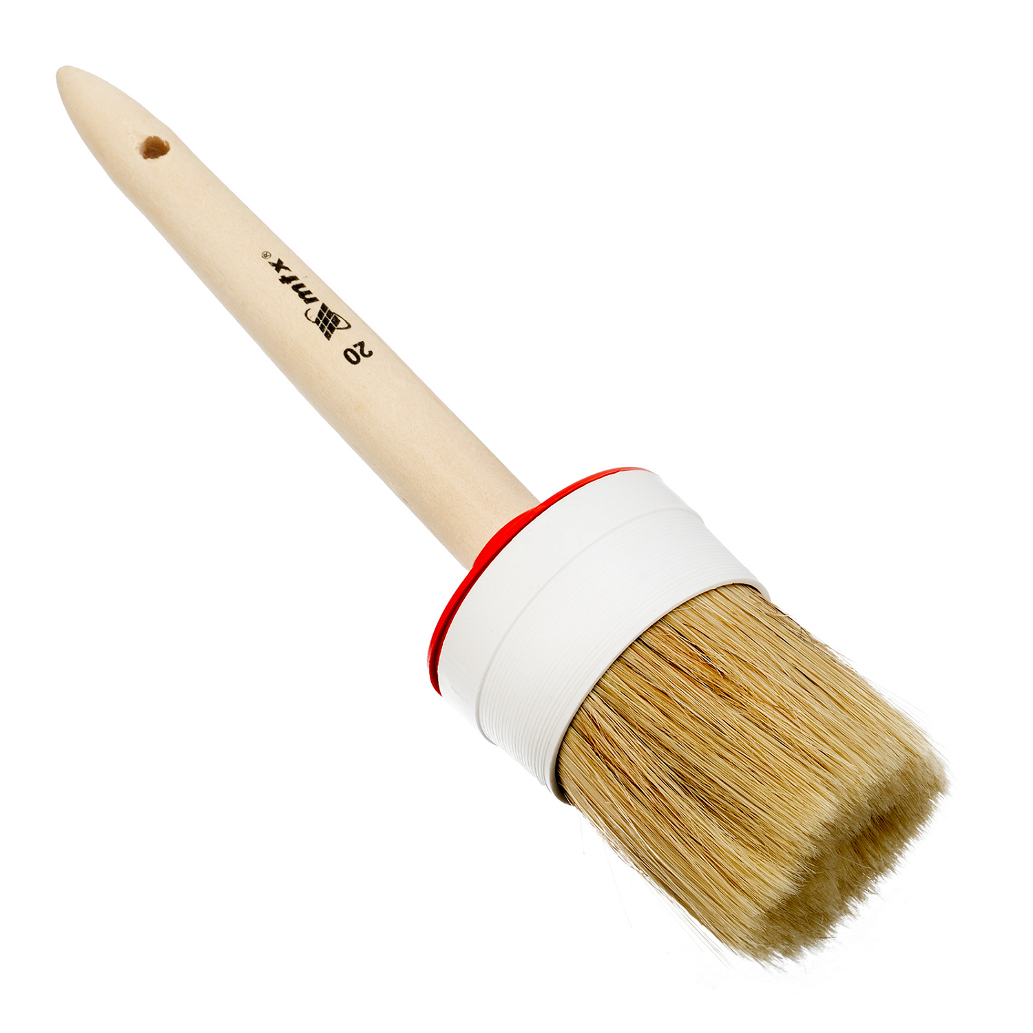 Кисть круглая №20 (65 мм), натуральная щетина, деревянная ручка// MTX