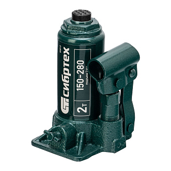 Домкрат гидравлический бутылочный, 2 т, 150-280 мм, в пласт. кейсе Сибртех