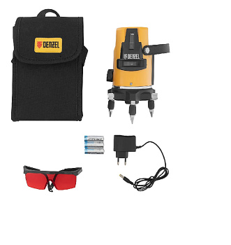 Уровень лазерный LX3, 10 м, ± 0,3 мм/1 м, 635 нм, 4 вертикальных, 1 горизонтальная плоскости, резьба 5/8" Denzel