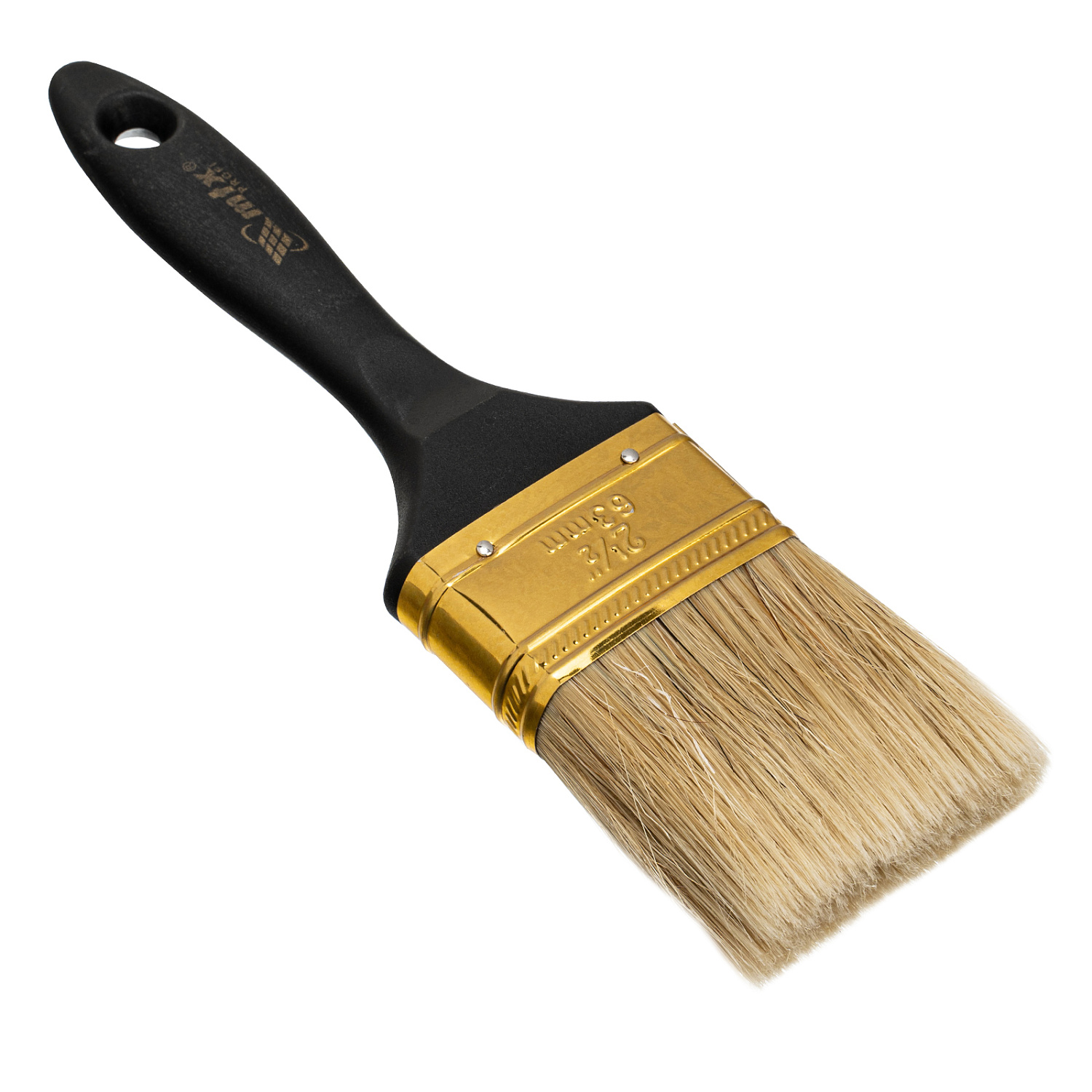 Кисть плоская "Профи" 2,5", натуральная щетина, пластмассовая ручка// MTX