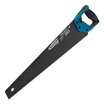Ножовка по дереву "Piranha", 550 мм, 11-12 TPI, зуб-3D, каленый зуб, тефлоновое покрытие полотна, двухкомпонентная рукоятка Gross Ножовка по дереву "Piranha", 550 мм, 11-12 TPI, зуб-3D, каленый зуб, тефлоновое покрытие полотна, двухкомпонентная рукоятка Gross