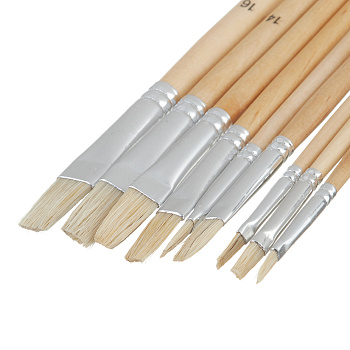 Набор кистей для тонких и деликатных работ, плоские, 9 шт. MTX Набор кистей для тонких и деликатных работ, плоские, 9 шт. MTX