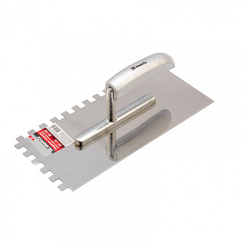 Гладилка из нержавеющей стали, 280 х 130 мм, деревянная ручка, зуб 10 х 10 мм// Matrix