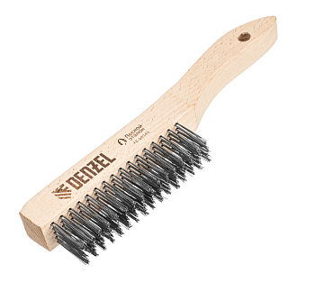 Щетка зачистная 5-и рядная, прямая проволока из нержавеющей стали с деревянной ручкой, EFP// Denzel