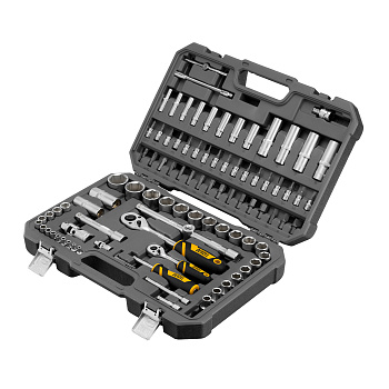 Набор инструментов, 1/2", 1/4", CrV, S2, пластиковый кейс, 94 предмета// Denzel