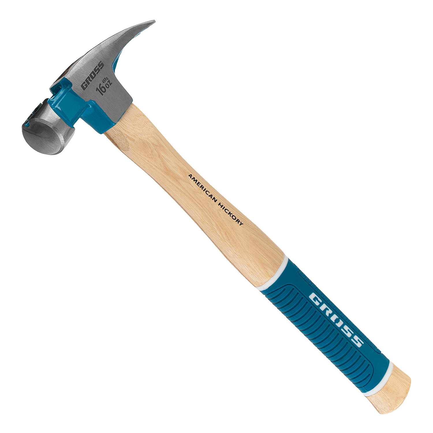 Молоток-гвоздодер, 450 г, угол 75, магнит, обрезиненная рукоятка American hickory GROSS Молоток-гвоздодер, 450 г, угол 75, магнит, обрезиненная рукоятка American hickory GROSS