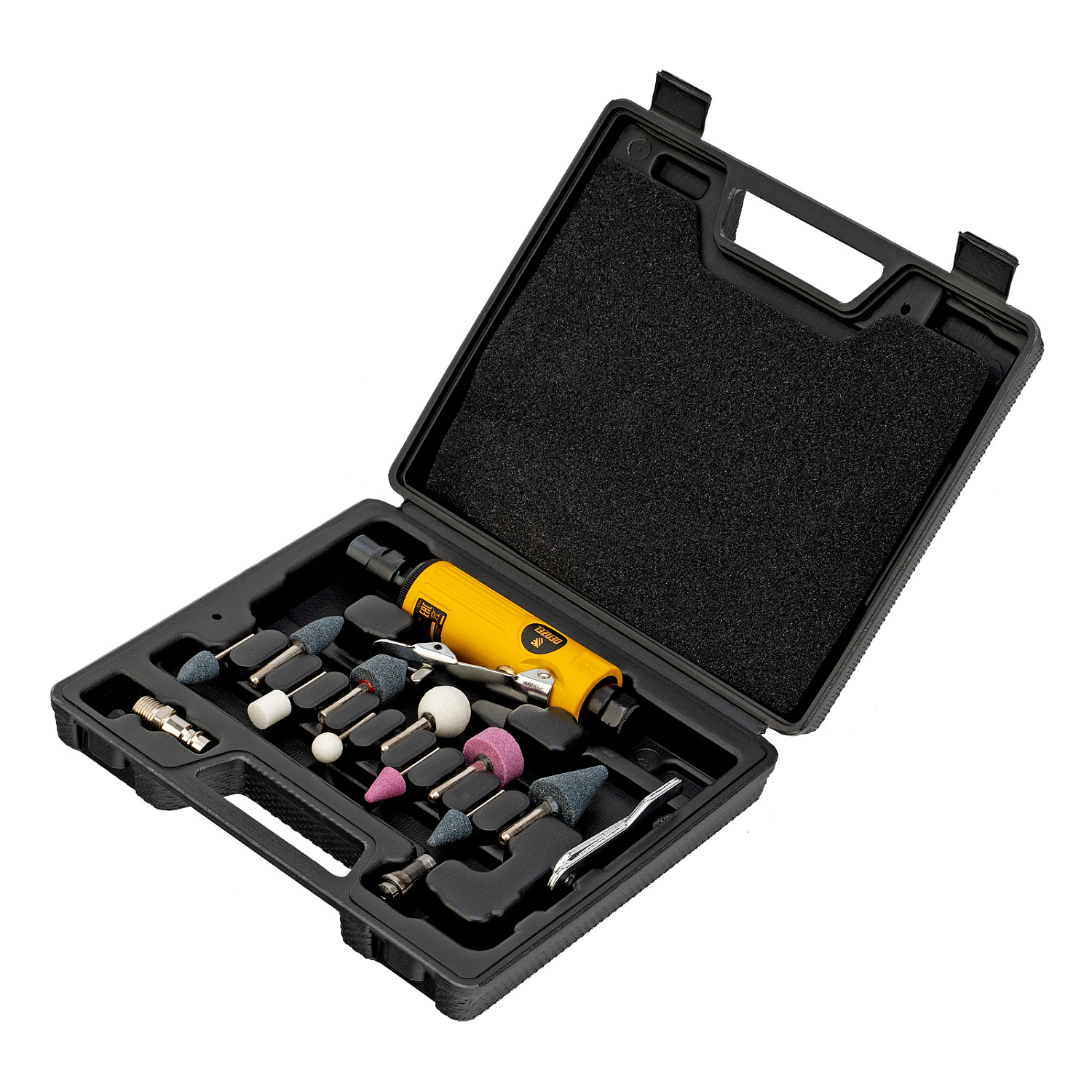 Пневмошлифмашина прямая PGS25000, 25000 об/мин, 10 шлиф. камней, цанга - 3, 6 мм, 113 л/мин Denzel Пневмошлифмашина прямая PGS25000, 25000 об/мин, 10 шлиф. камней, цанга - 3, 6 мм, 113 л/мин Denzel