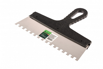 Шпатель из нержавеющей стали, 250 мм, зуб 8х8 мм, пластмассовая ручка// Сибртех