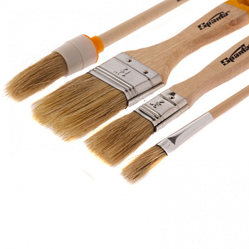 Набор кистей, 4 шт. (плоские 3/4", 1,5", круглые №1,№2.)// Sparta