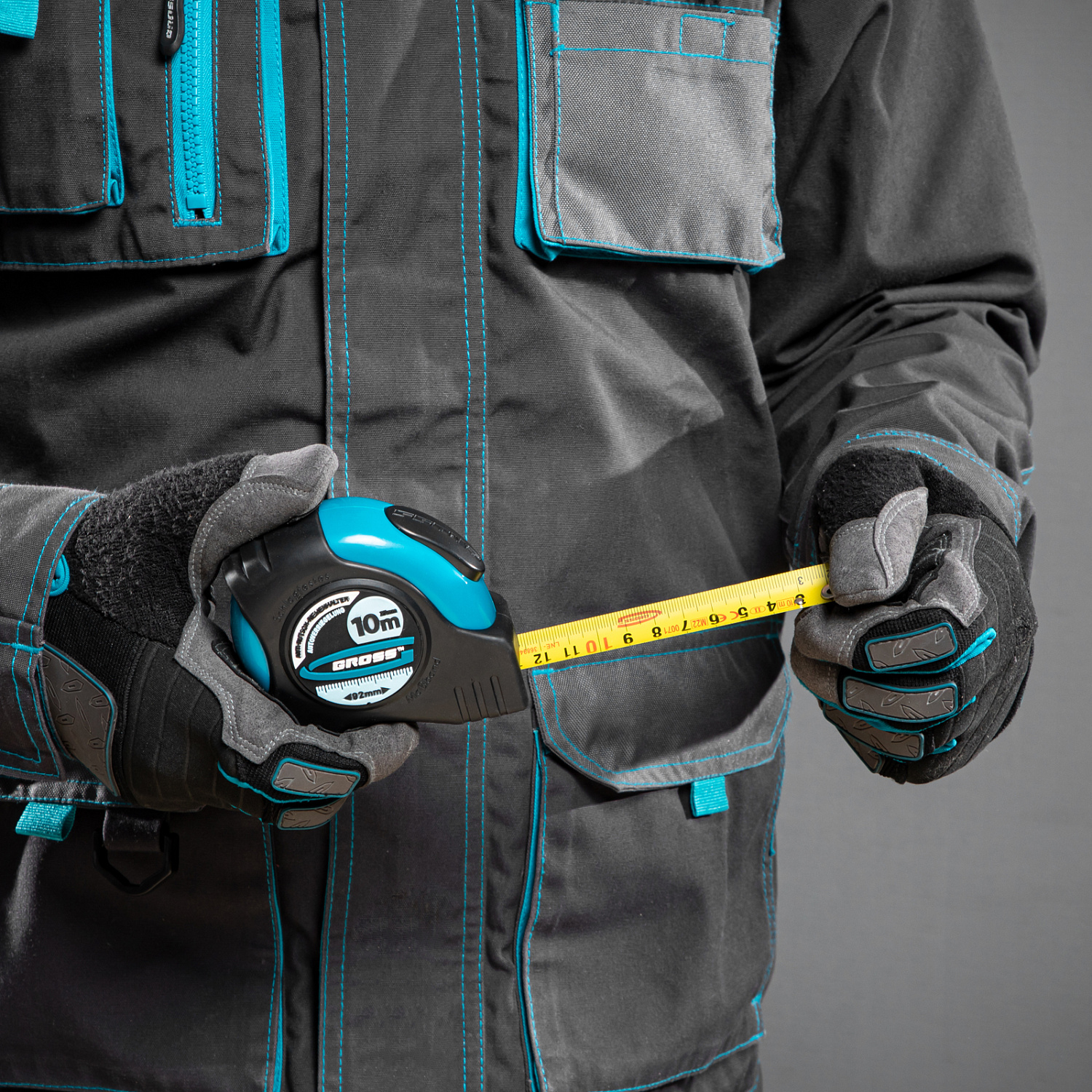 Рулетка "Schlagfest",10 м x 25 мм,магнитный обрезиненный зацеп,двусторонняя шкала,автоматическая фиксация Gross