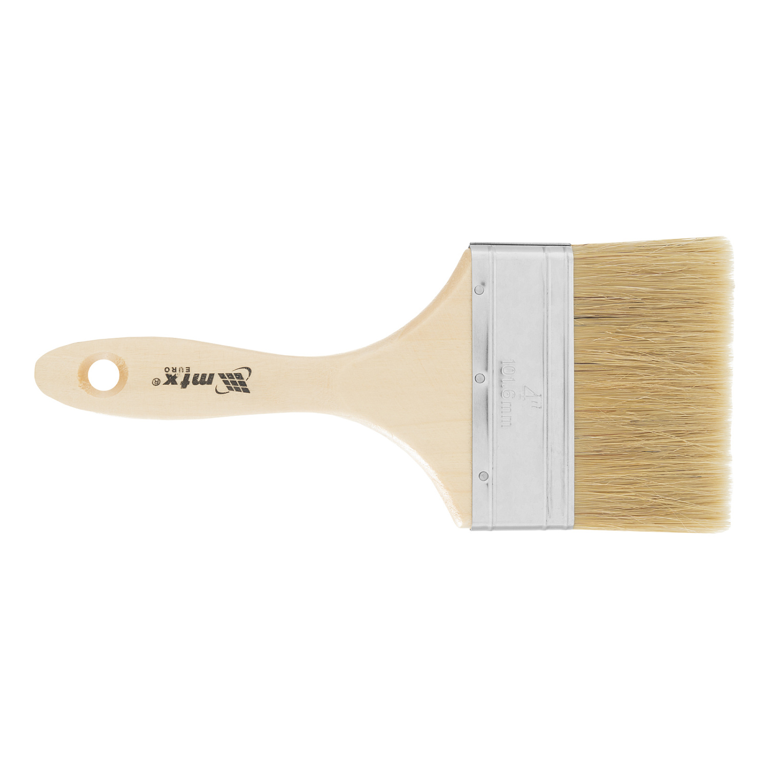 Кисть плоская "Евро" 4", натуральная щетина, деревянная ручка// MTX