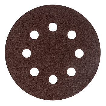 Круг абразивный на ворсовой подложке под "липучку", перфорированный, P 100, 125 мм, 5 шт Сибртех