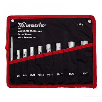 Набор ключей трубчатых торцевых 9 предметов Matrix Набор ключей трубчатых торцевых 9 предметов Matrix