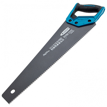 Ножовка по дереву "PIRANHA", 450 мм, 7 TPI, 3D-зуб, тефлоновое покрытие полотна, двухкомпонентная рукоятка Gross Ножовка по дереву "PIRANHA", 450 мм, 7 TPI, 3D-зуб, тефлоновое покрытие полотна, двухкомпонентная рукоятка Gross