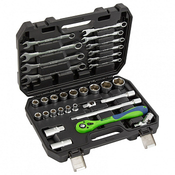 Набор инструментов 32 предмета, CrV, 1/2" Сибртех Набор инструментов 32 предмета, CrV, 1/2" Сибртех